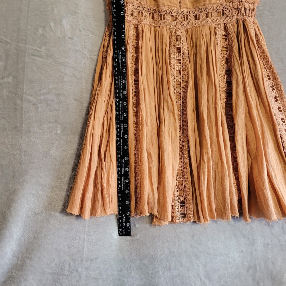 FP One Free People Verona Mini Dress In A Muted Orange Color Sz M Crochet Accent - Picture 4 of 11